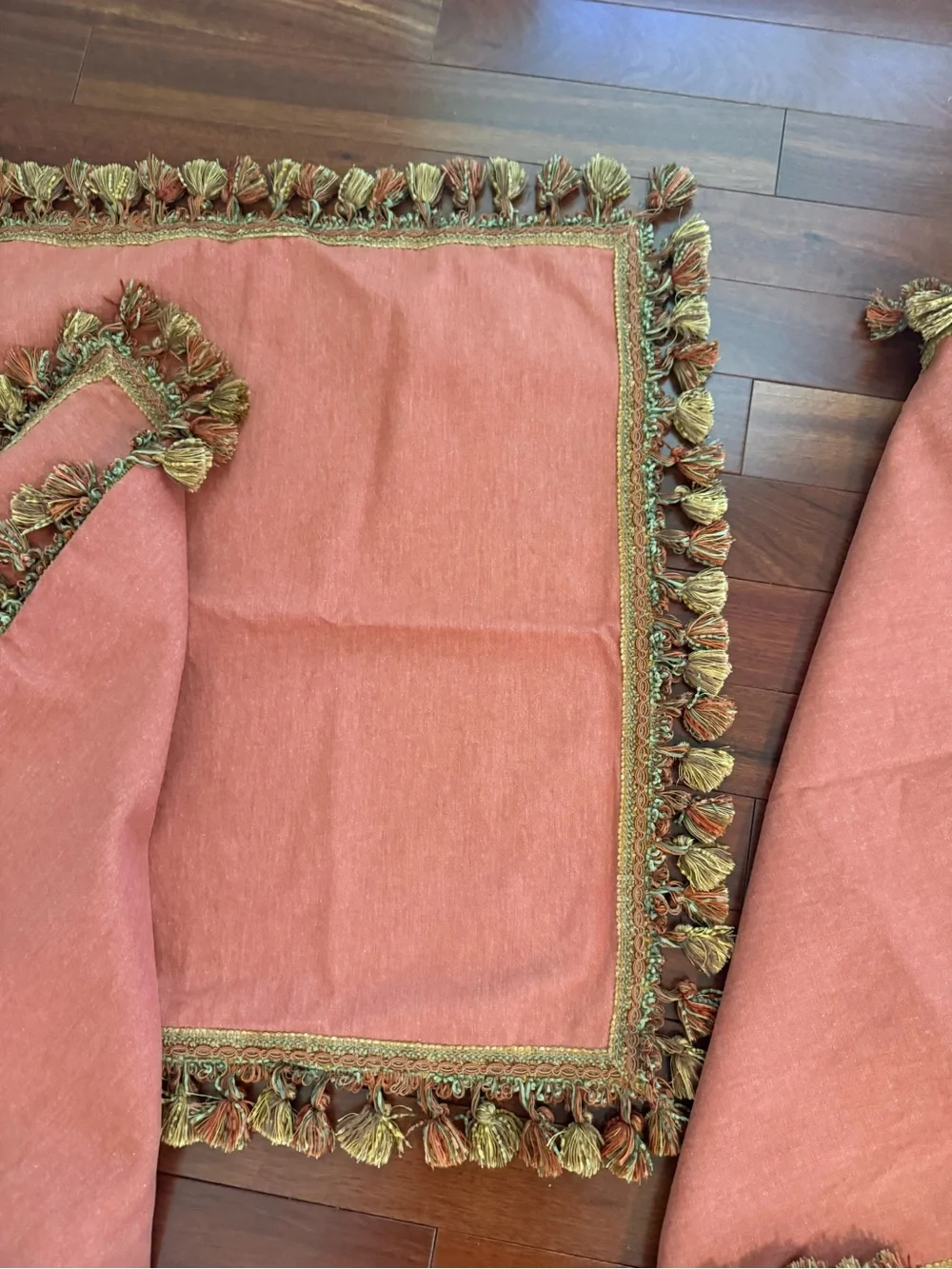 Euro Pillow Shams (3) Custom Made 26x26 In Pom Pom Fringe Pumpkin Rust Cotton